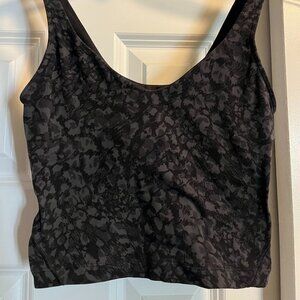 Lululemon Align Tank Top Cropped Womens 4 Nulu Bra Yoga Athletic Gym Black/Gray